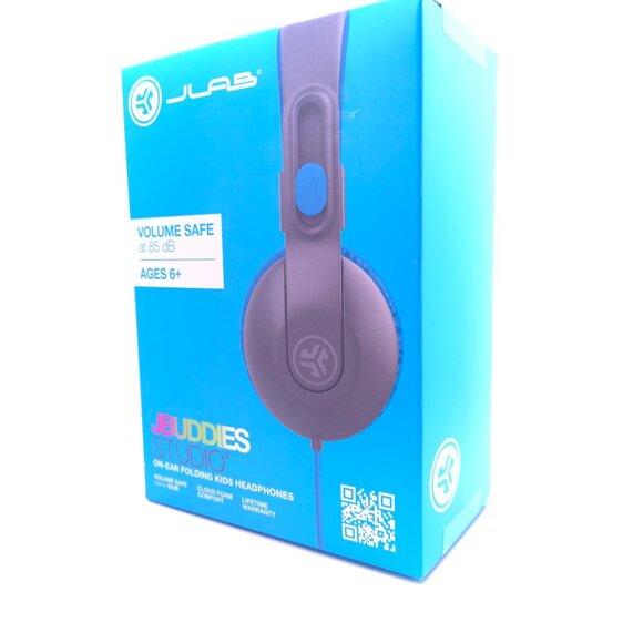JLAB JBuddies Studio 2 On-Ear Folding Kids Headphones Grey/Blue - New Sealed - Picture 2 of 8
